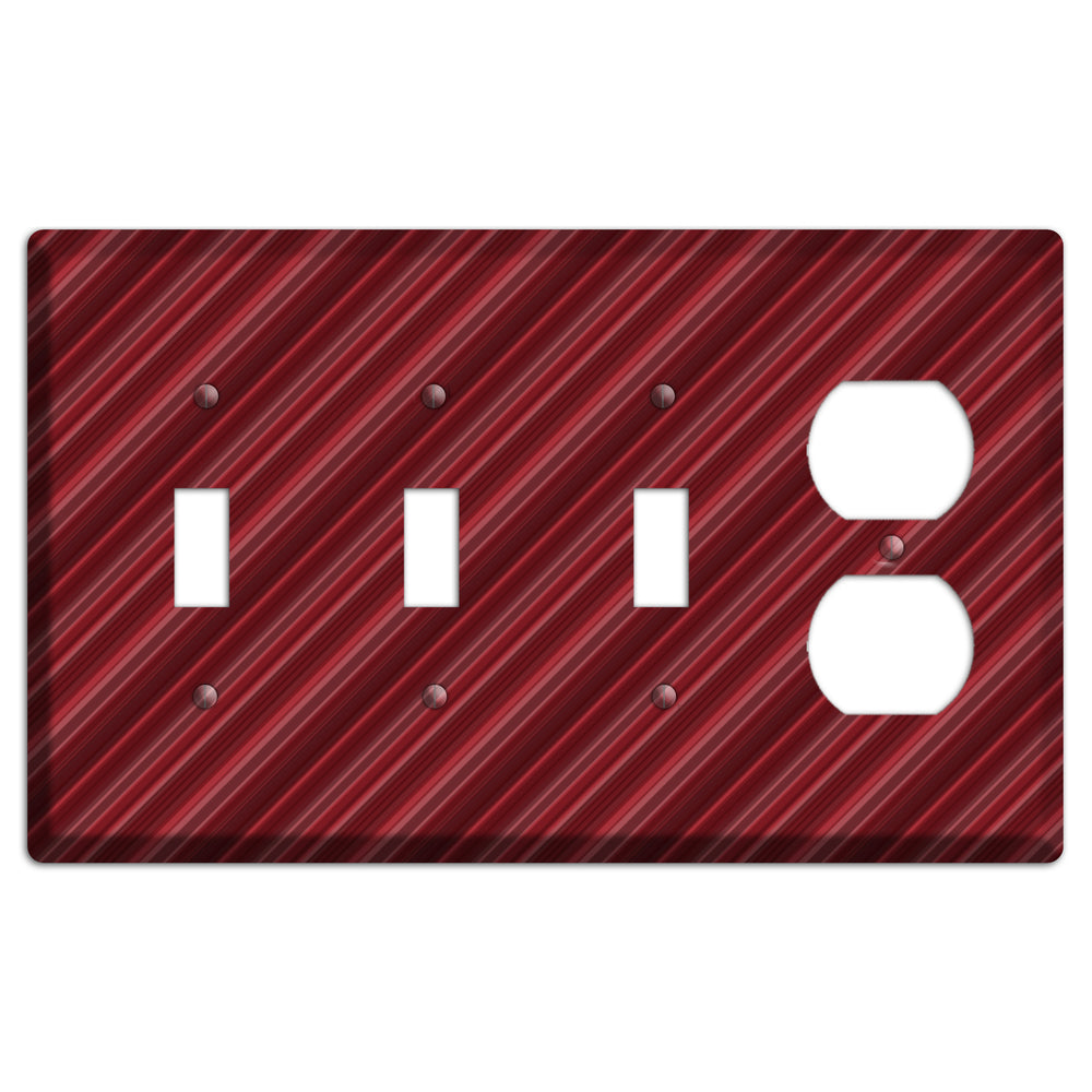 Burgundy Multi Angled Stripes 3 Toggle / Duplex Wallplate