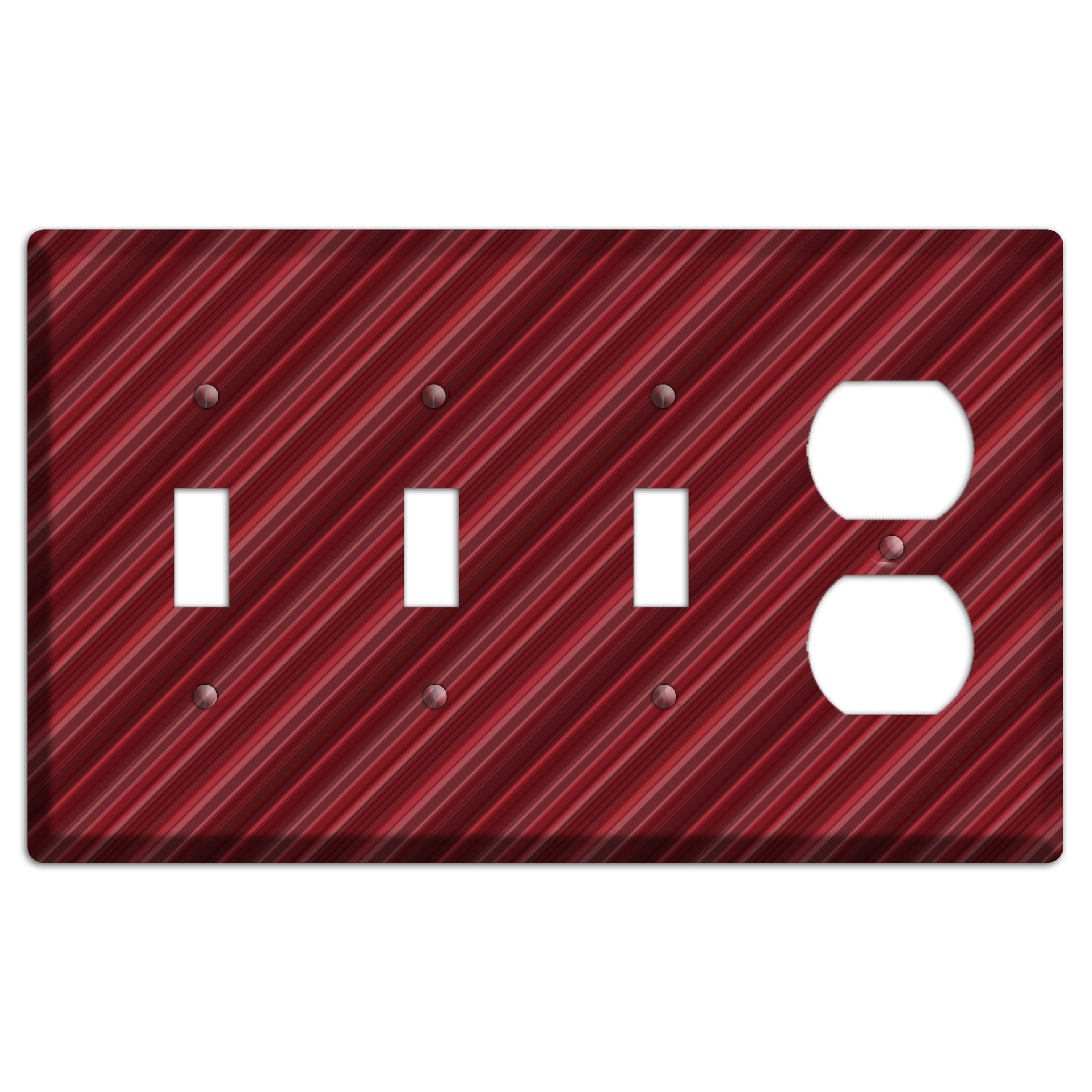 Burgundy Multi Angled Stripes 3 Toggle / Duplex Wallplate