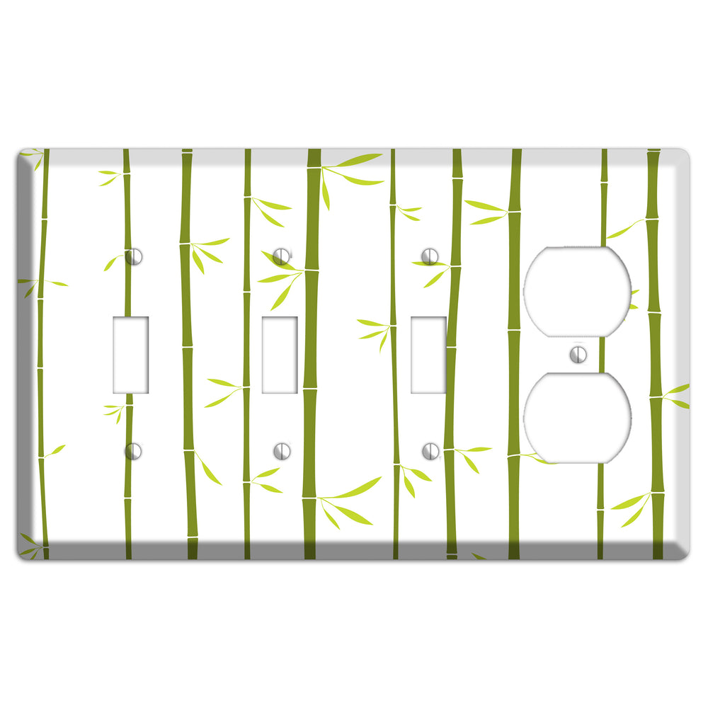 Green And White Bamboo 3 Toggle / Duplex Wallplate