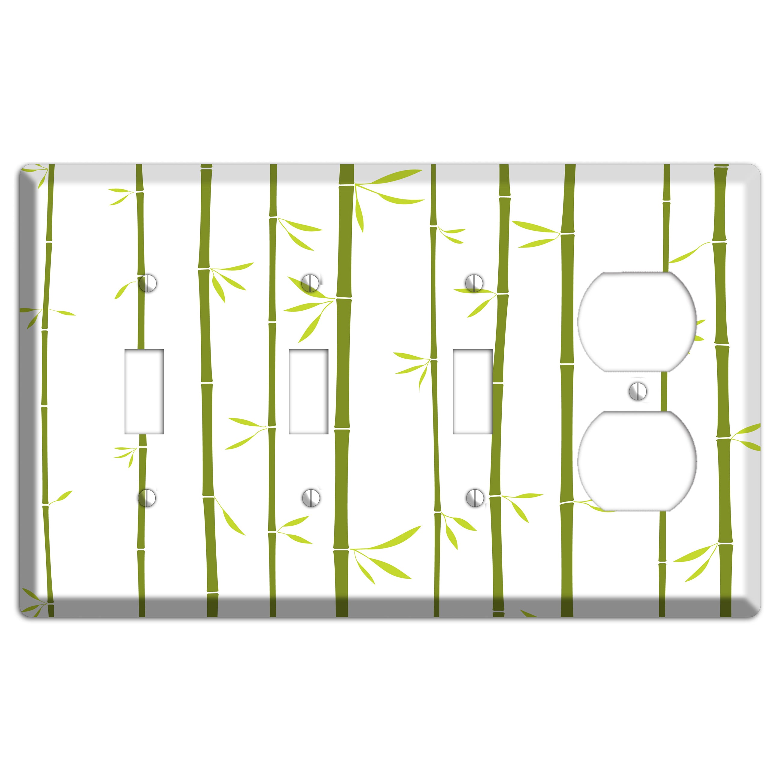 Green And White Bamboo 3 Toggle / Duplex Wallplate