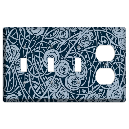 Navy Abstract Floral 3 Toggle / Duplex Wallplate