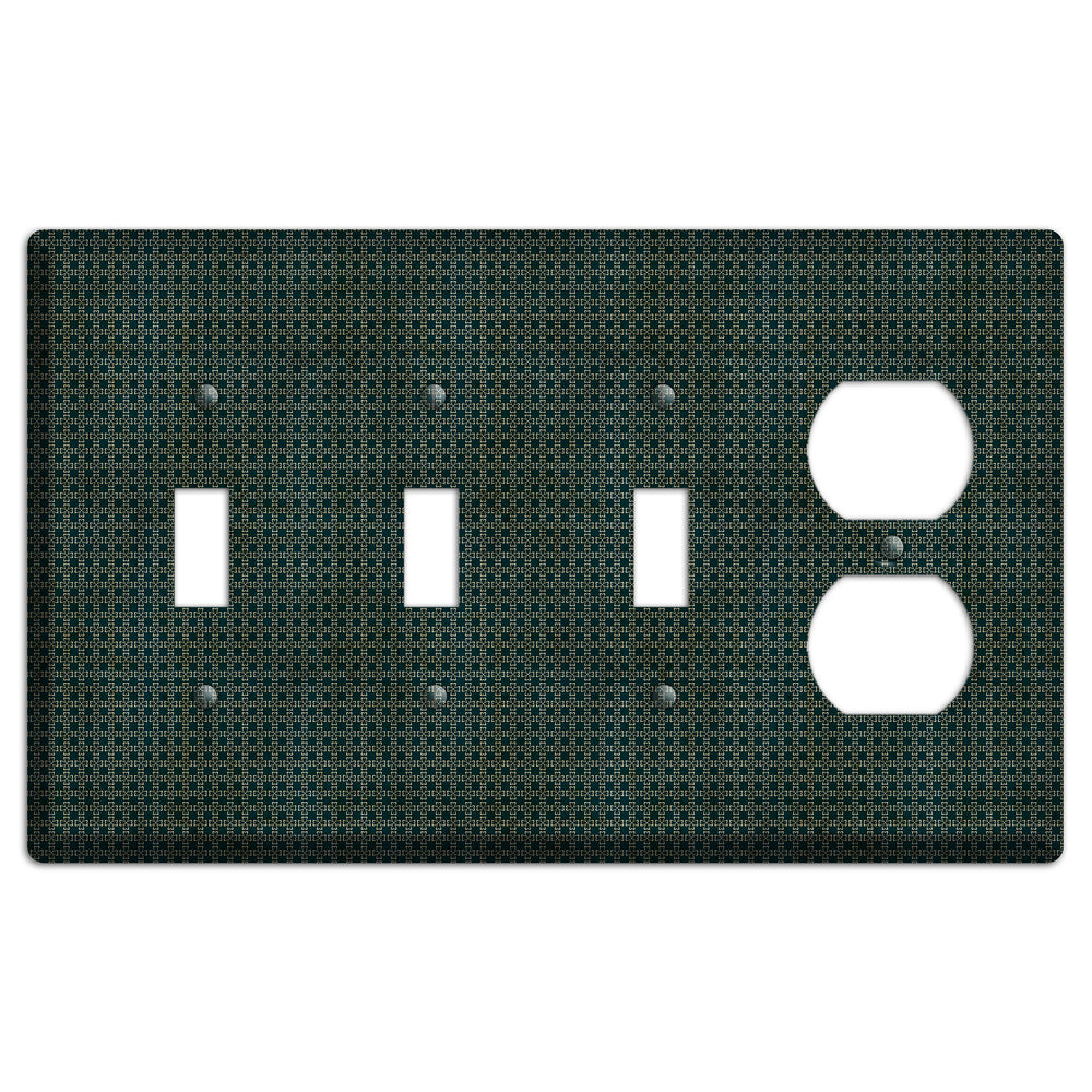 Dark Green Grunge Tiny Arabesque 3 Toggle / Duplex Wallplate