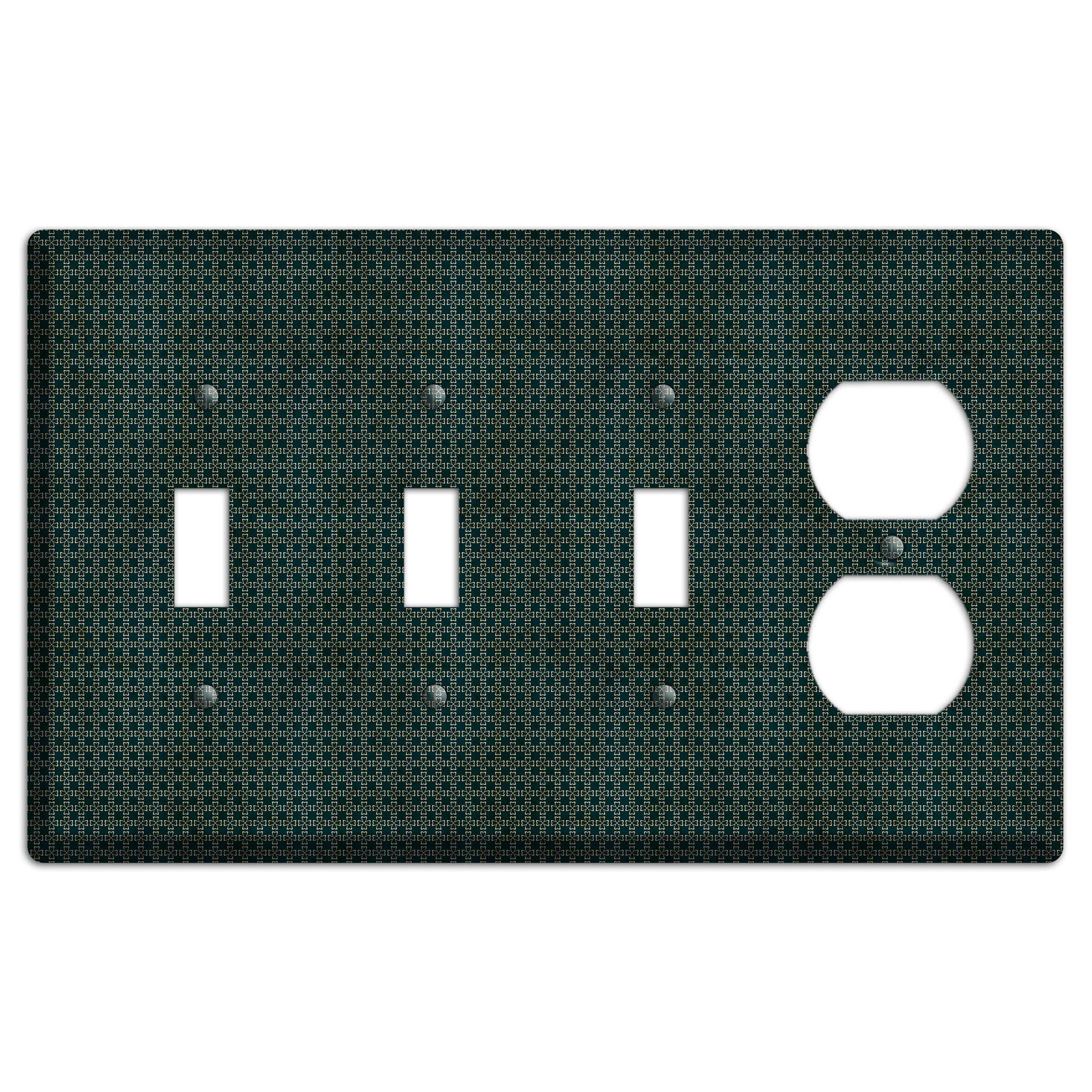 Dark Green Grunge Tiny Arabesque 3 Toggle / Duplex Wallplate