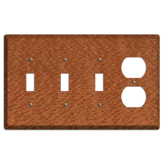 Lacewood Wood 3 Toggle / Duplex Outlet Cover Plate