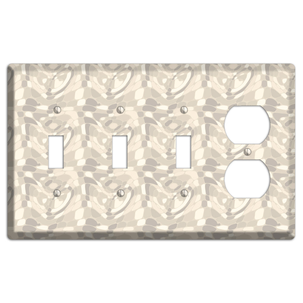 Beige Large Abstract 3 Toggle / Duplex Wallplate