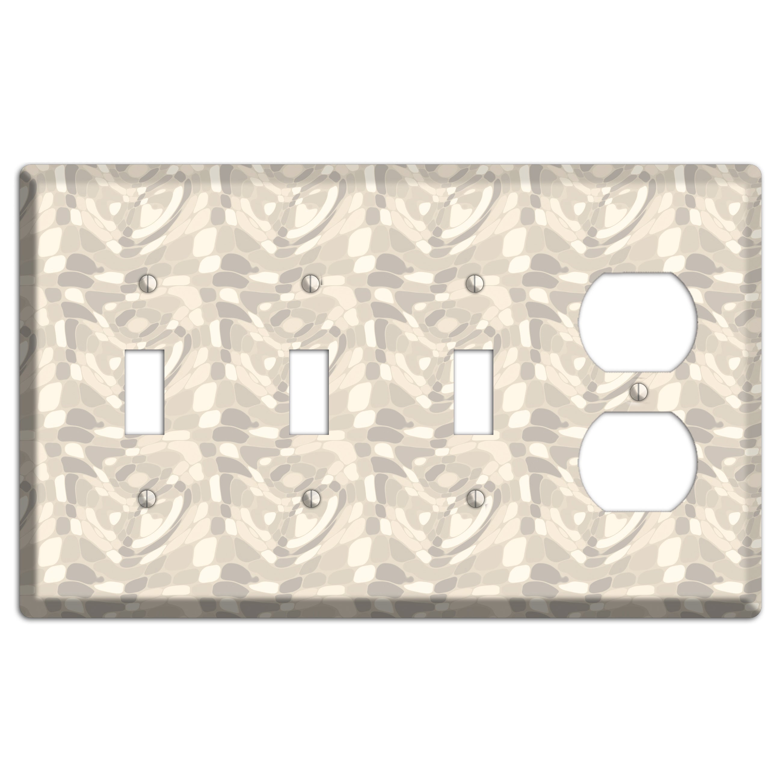 Beige Large Abstract 3 Toggle / Duplex Wallplate