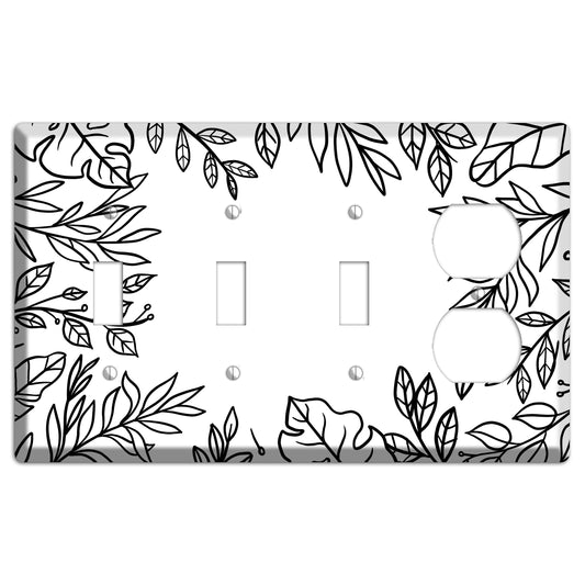 Hand-Drawn Leaves 6 3 Toggle / Duplex Wallplate