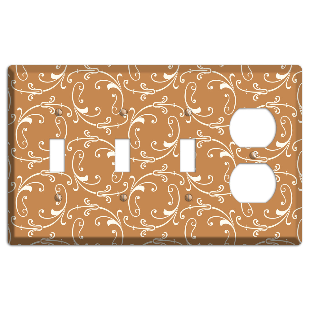 Gold Victorian Sprig 3 Toggle / Duplex Wallplate