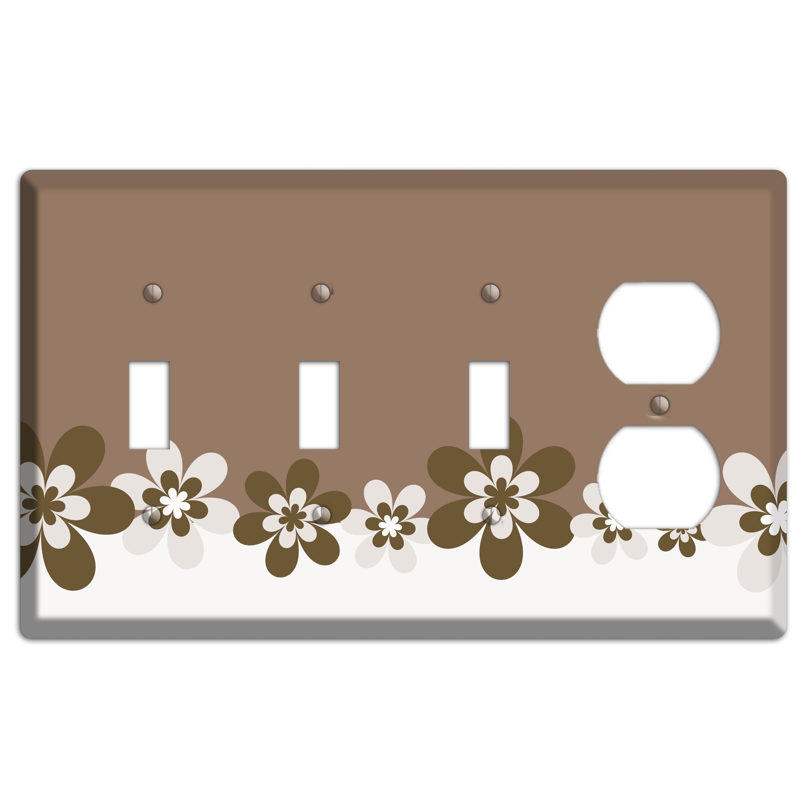 Brown Hippie Flowers 3 Toggle / Duplex Wallplate