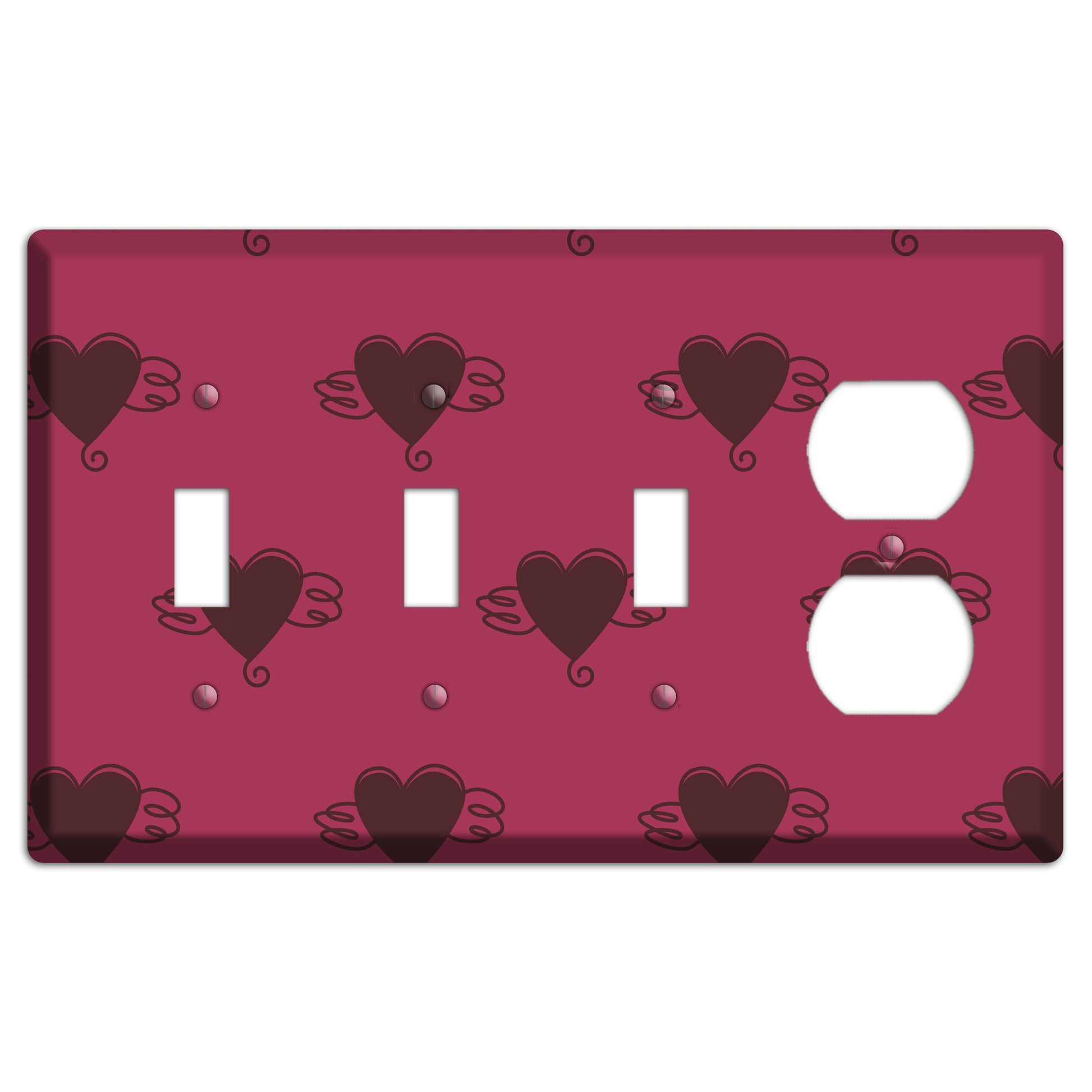Fuschia Winged Hearts 2 3 Toggle / Duplex Wallplate