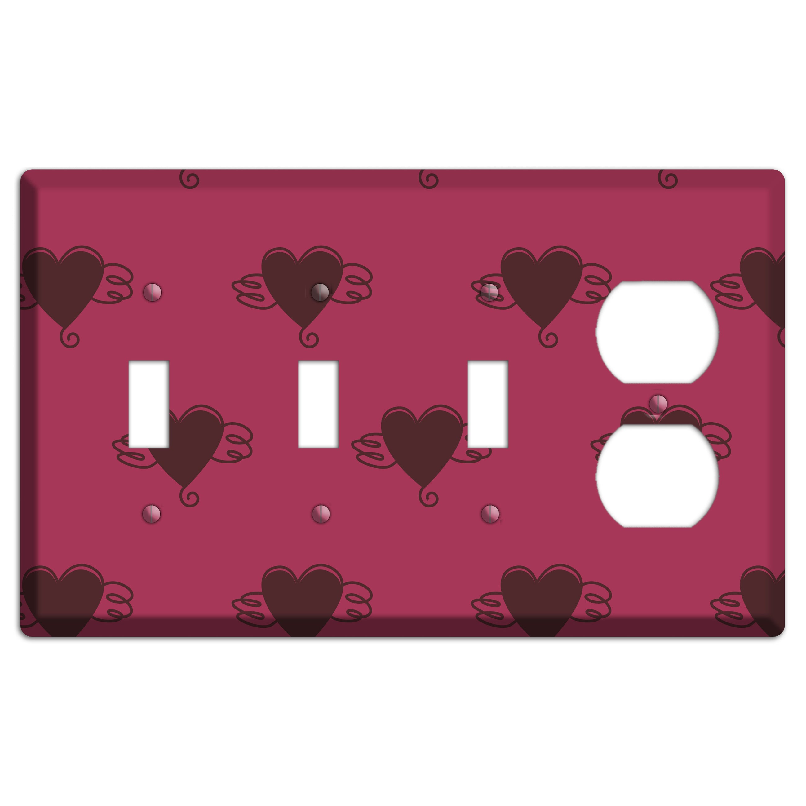 Fuschia Winged Hearts 2 3 Toggle / Duplex Wallplate