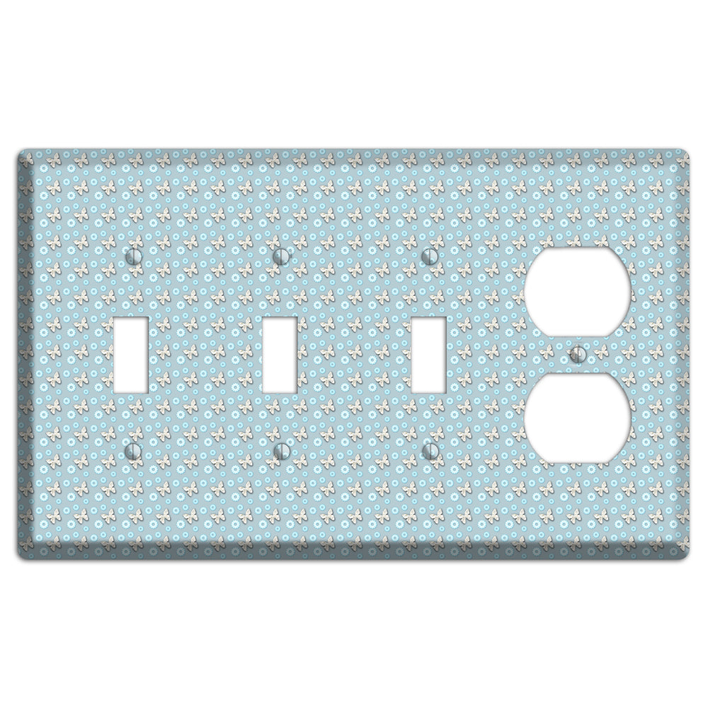 Blue with Butterflies 3 Toggle / Duplex Wallplate