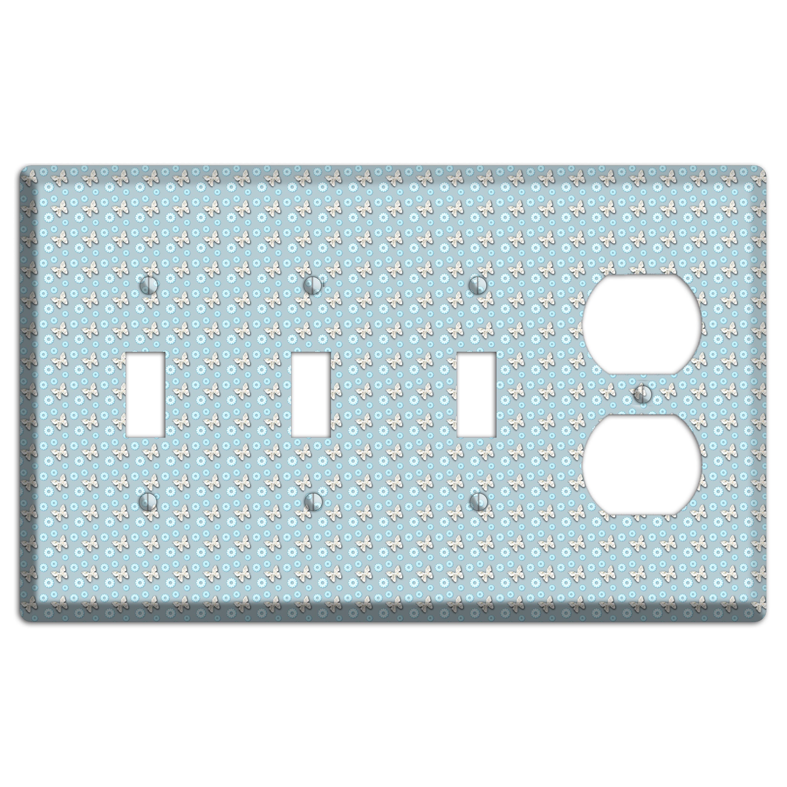 Blue with Butterflies 3 Toggle / Duplex Wallplate
