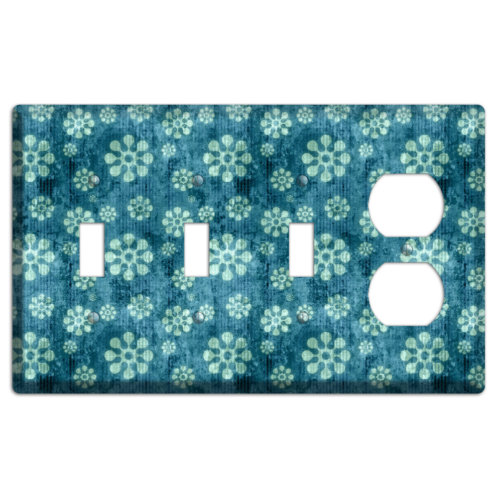 Turquoise Grunge Floral 3 Toggle / Duplex Wallplate