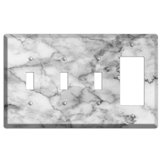 Gray and White Marble 3 Toggle / Rocker Wallplate