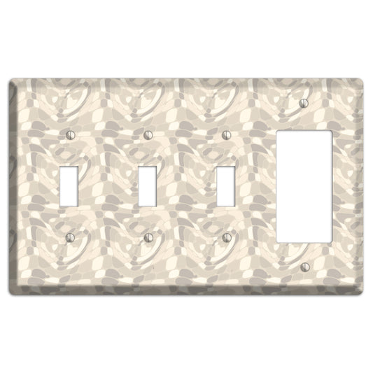 Beige Large Abstract 3 Toggle / Rocker Wallplate
