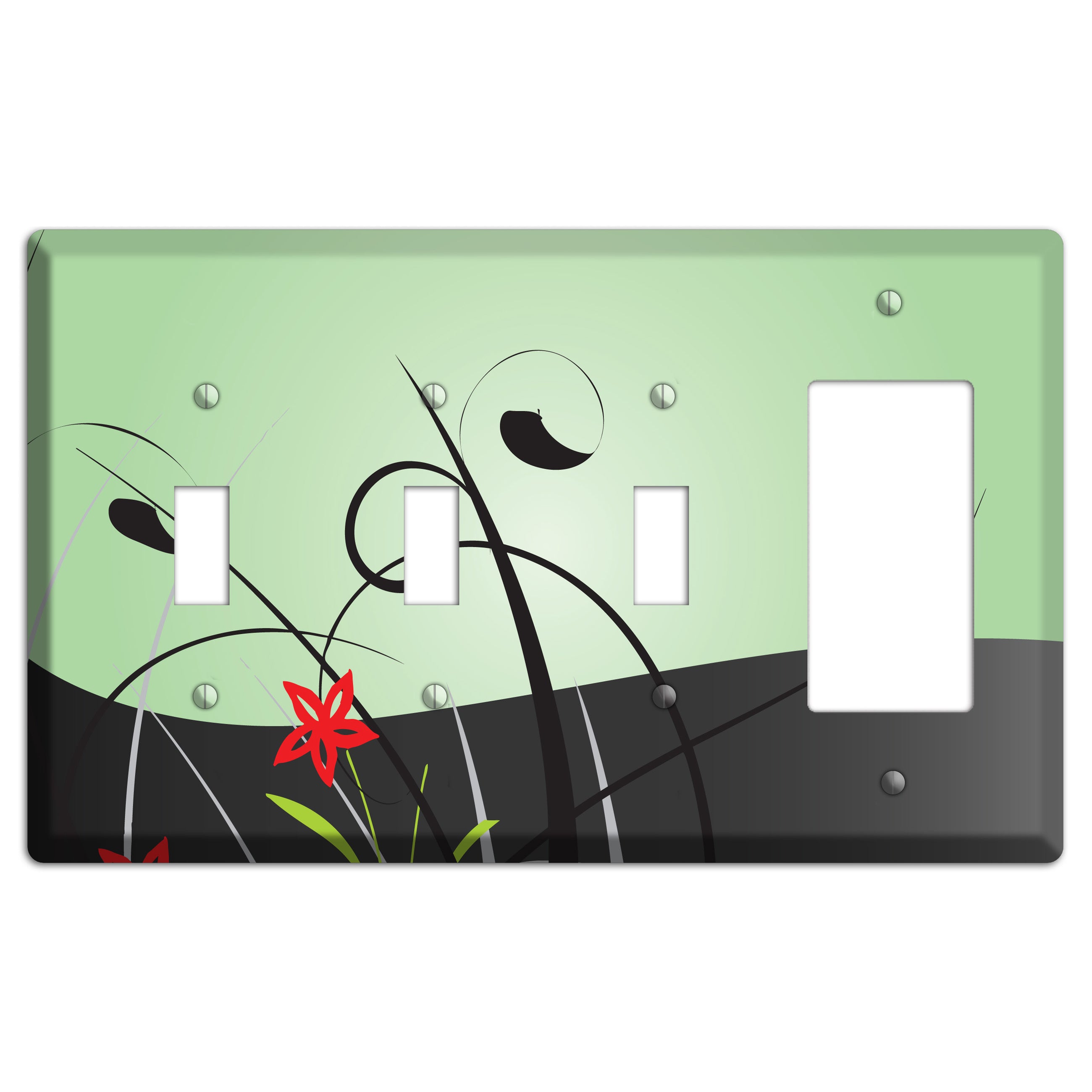 Mint Green Floral Sprig 3 Toggle / Rocker Wallplate
