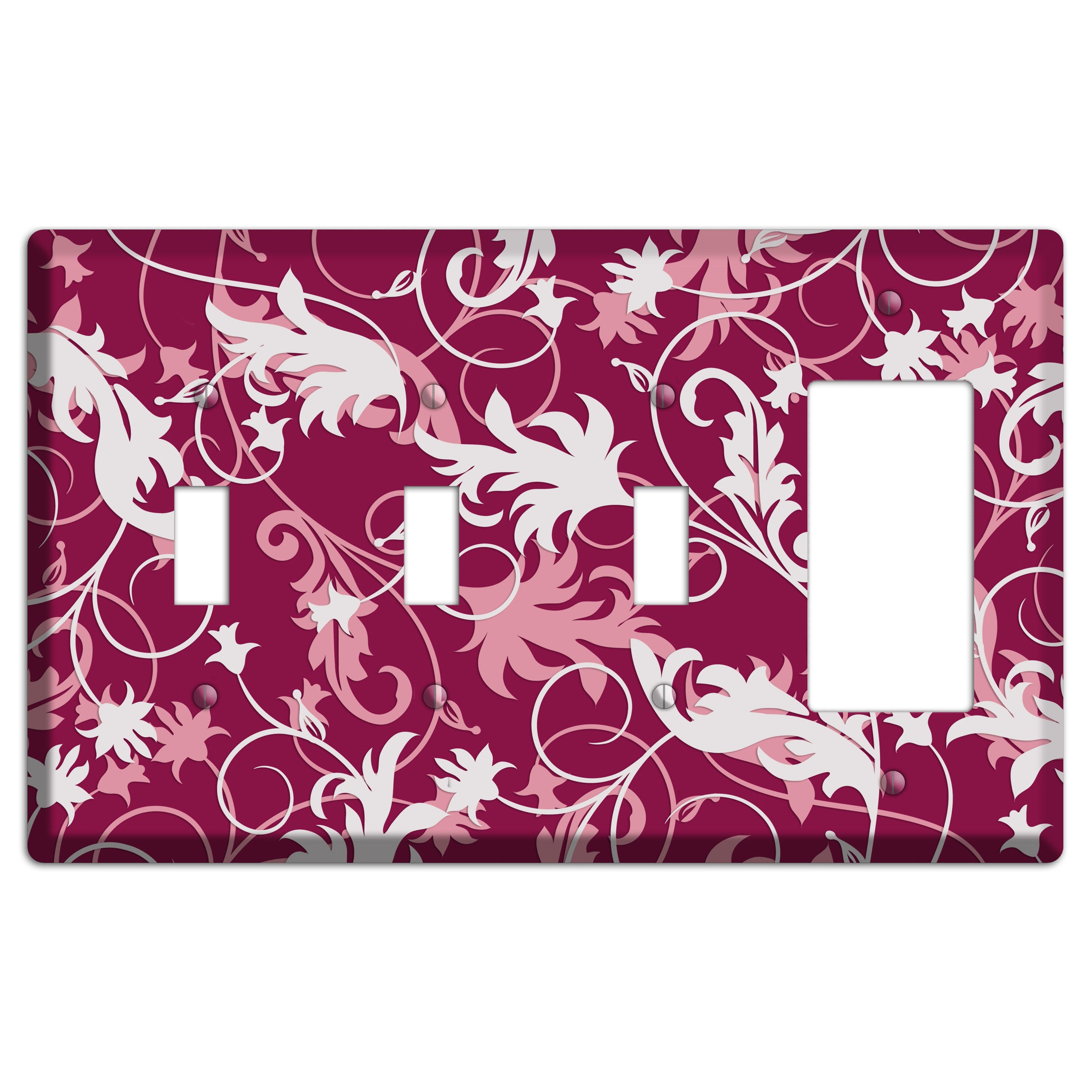 Fuschia and Pink Victorian Sprig 3 Toggle / Rocker Wallplate