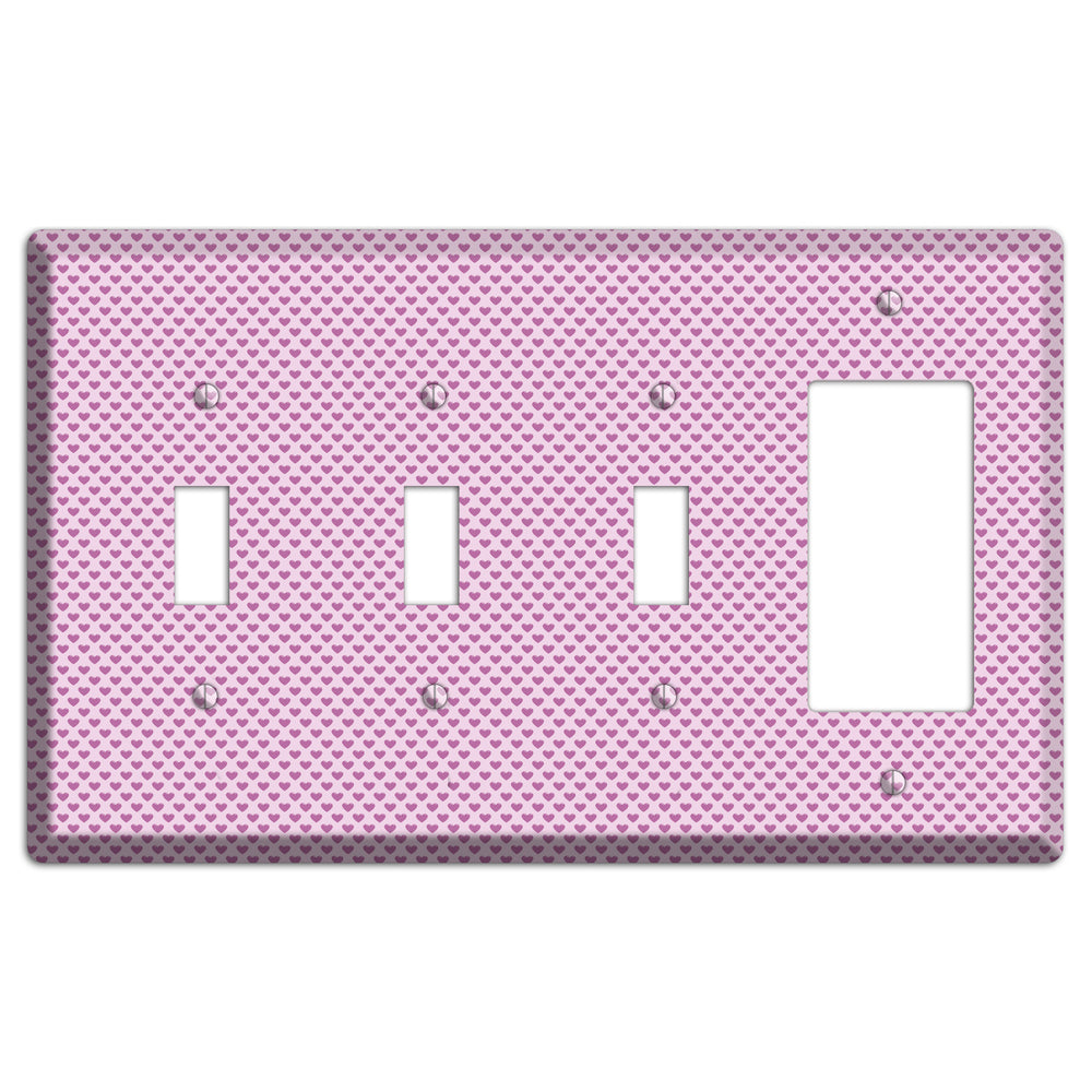 Pink Hearts 3 Toggle / Rocker Wallplate