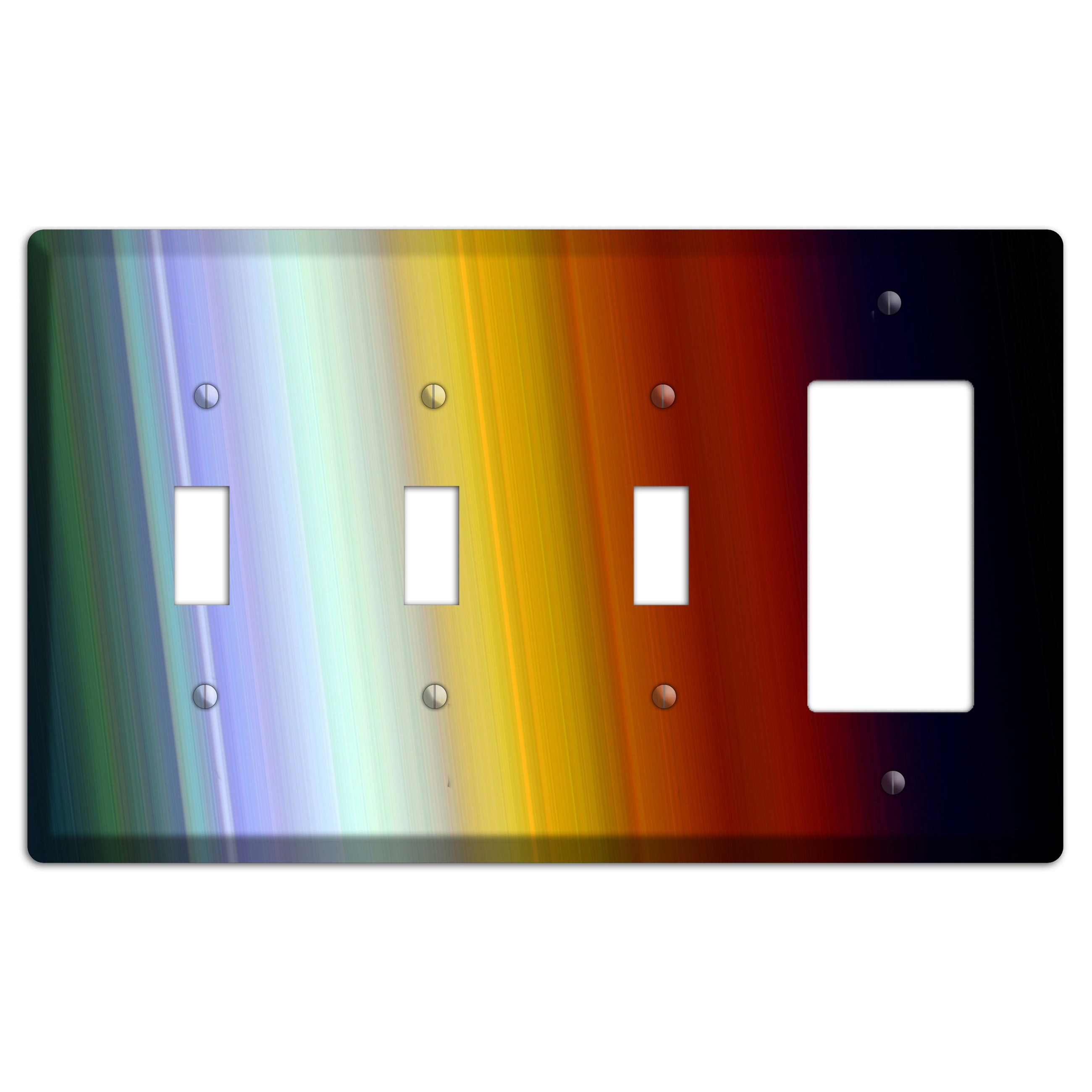 Green Teal Lavender Yellow Ray of Light 3 Toggle / Rocker Wallplate