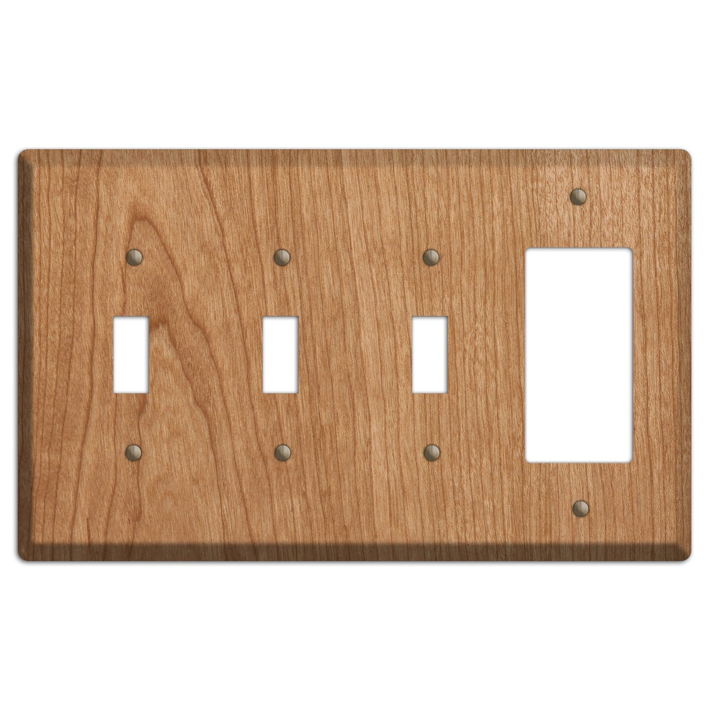 Unfinished Cherry Wood 3 Toggle / Rocker Outlet Cover Plate