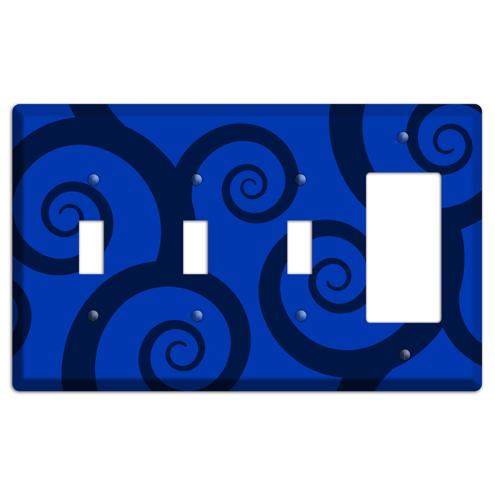 Blue Large Swirl 3 Toggle / Rocker Wallplate