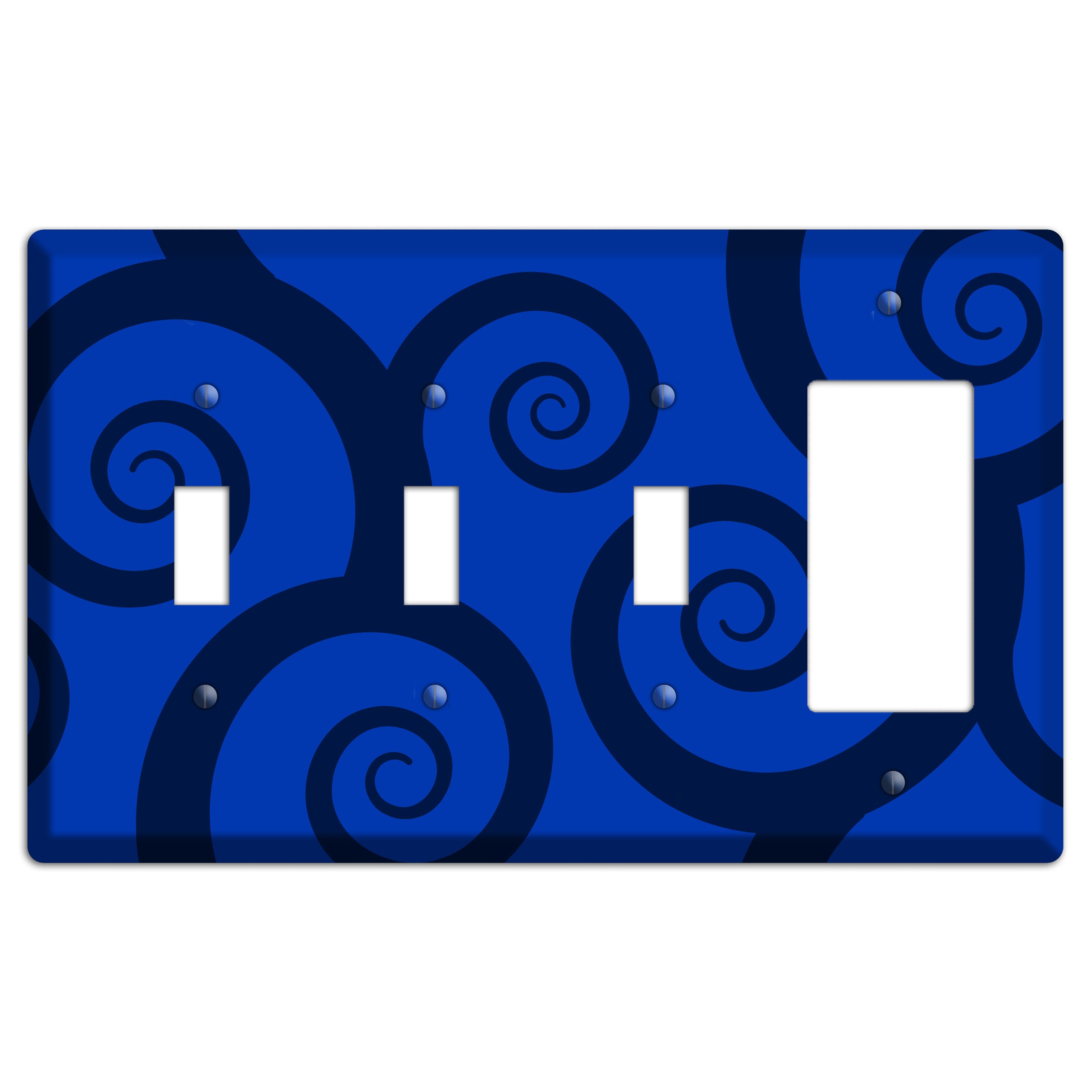 Blue Large Swirl 3 Toggle / Rocker Wallplate