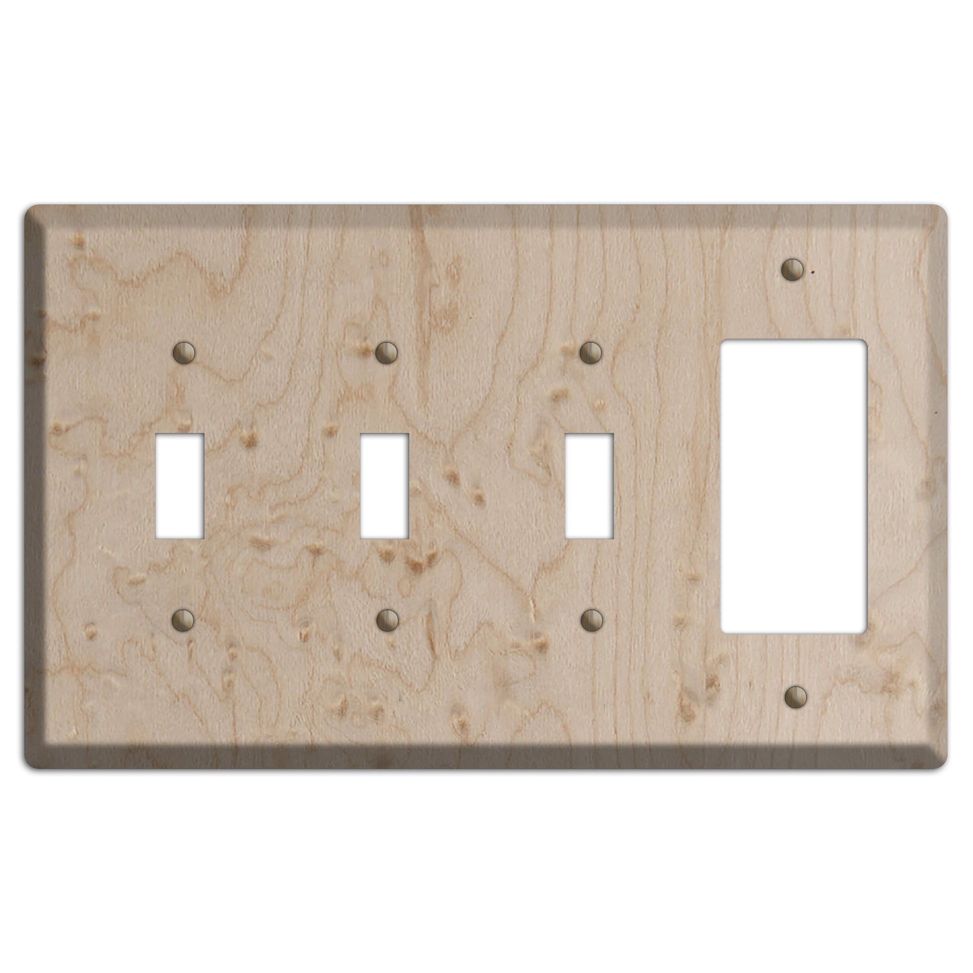 Birdseye Maple Wood 3 Toggle / Rocker Outlet Cover Plate