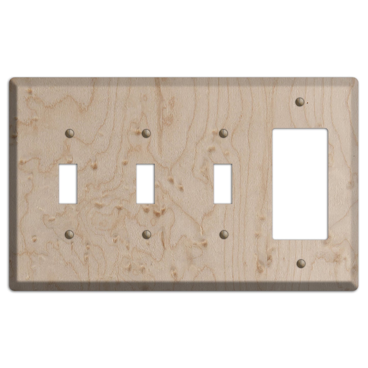 Birdseye Maple Wood 3 Toggle / Rocker Outlet Cover Plate