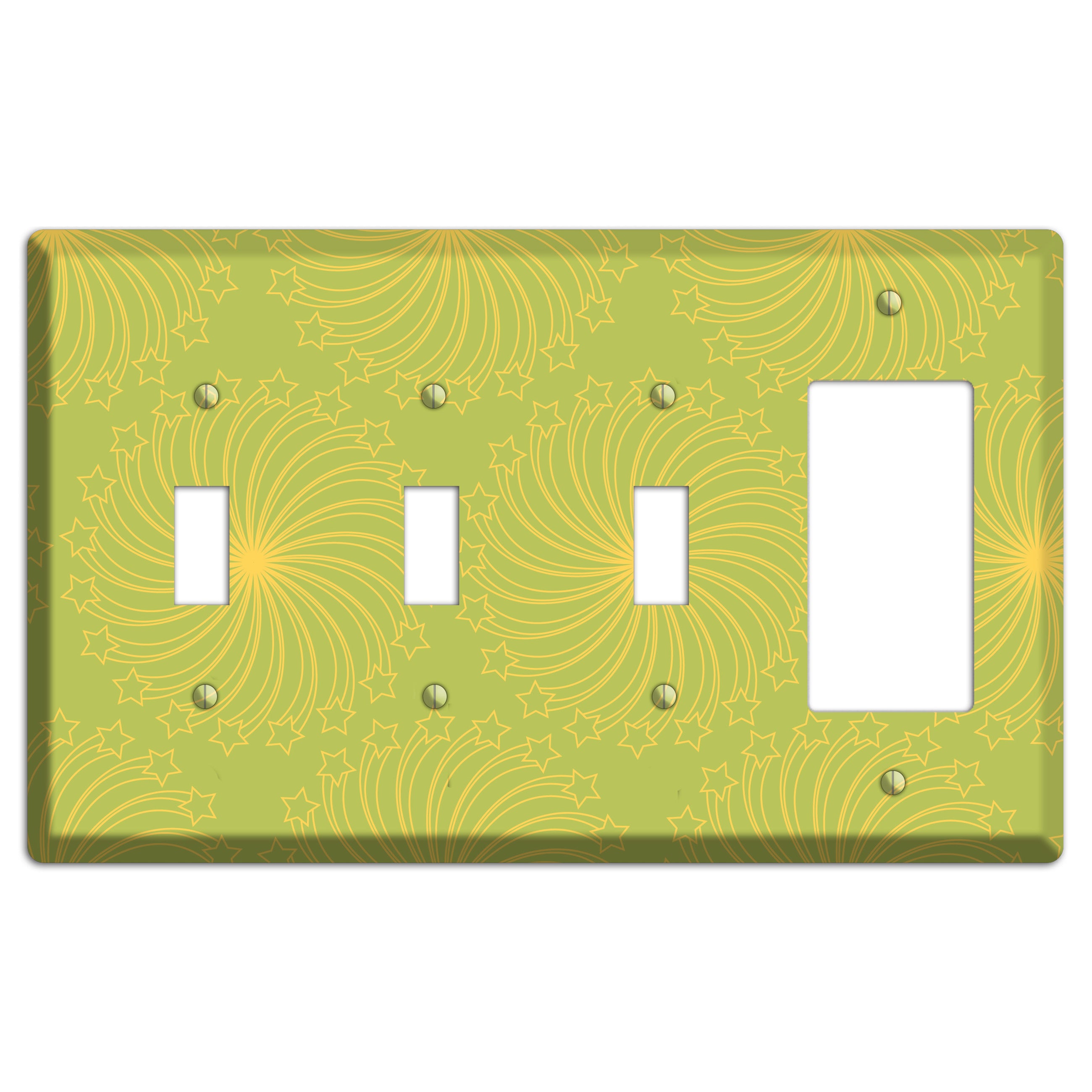 Multi Lime Star Swirl 3 Toggle / Rocker Wallplate