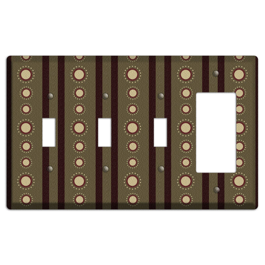 Multi Brown Suzani 3 Toggle / Rocker Wallplate