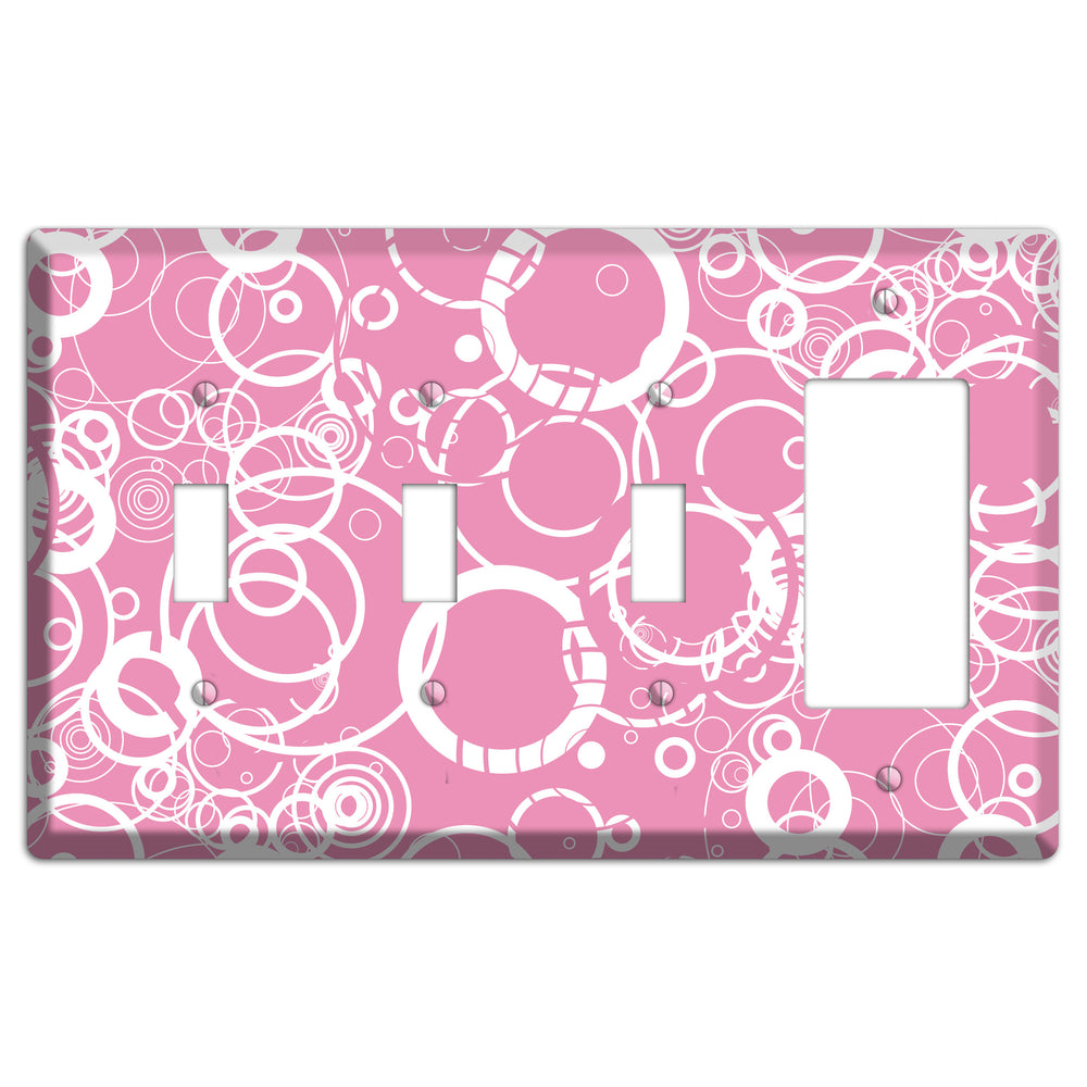 Light Pink Circles 3 Toggle / Rocker Wallplate
