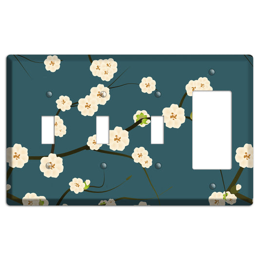 Blue Cherry Blossoms 3 Toggle / Rocker Wallplate