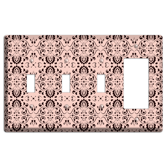 Coral Tapestry Cartouche 3 Toggle / Rocker Wallplate