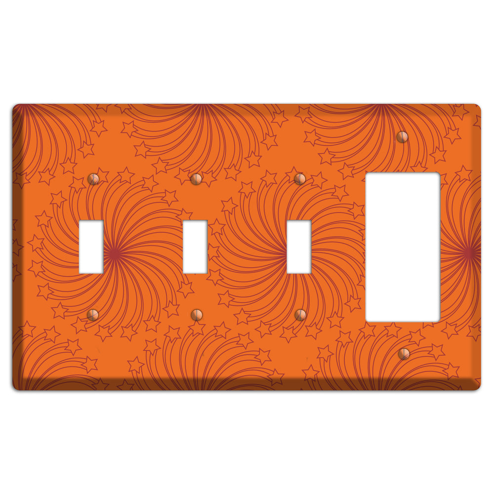 Multi Orange Star Swirl 3 Toggle / Rocker Wallplate