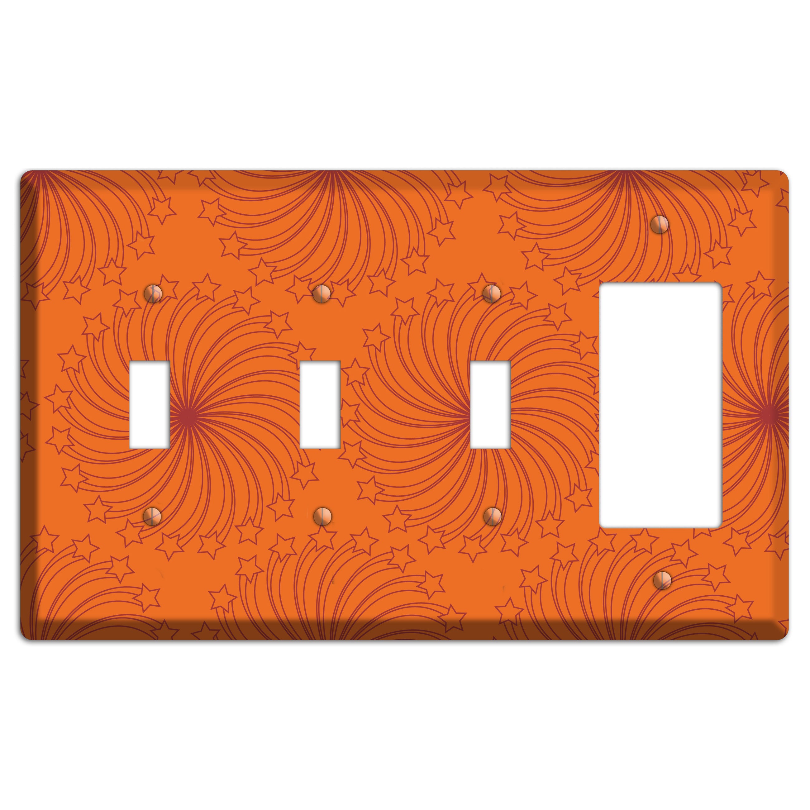 Multi Orange Star Swirl 3 Toggle / Rocker Wallplate