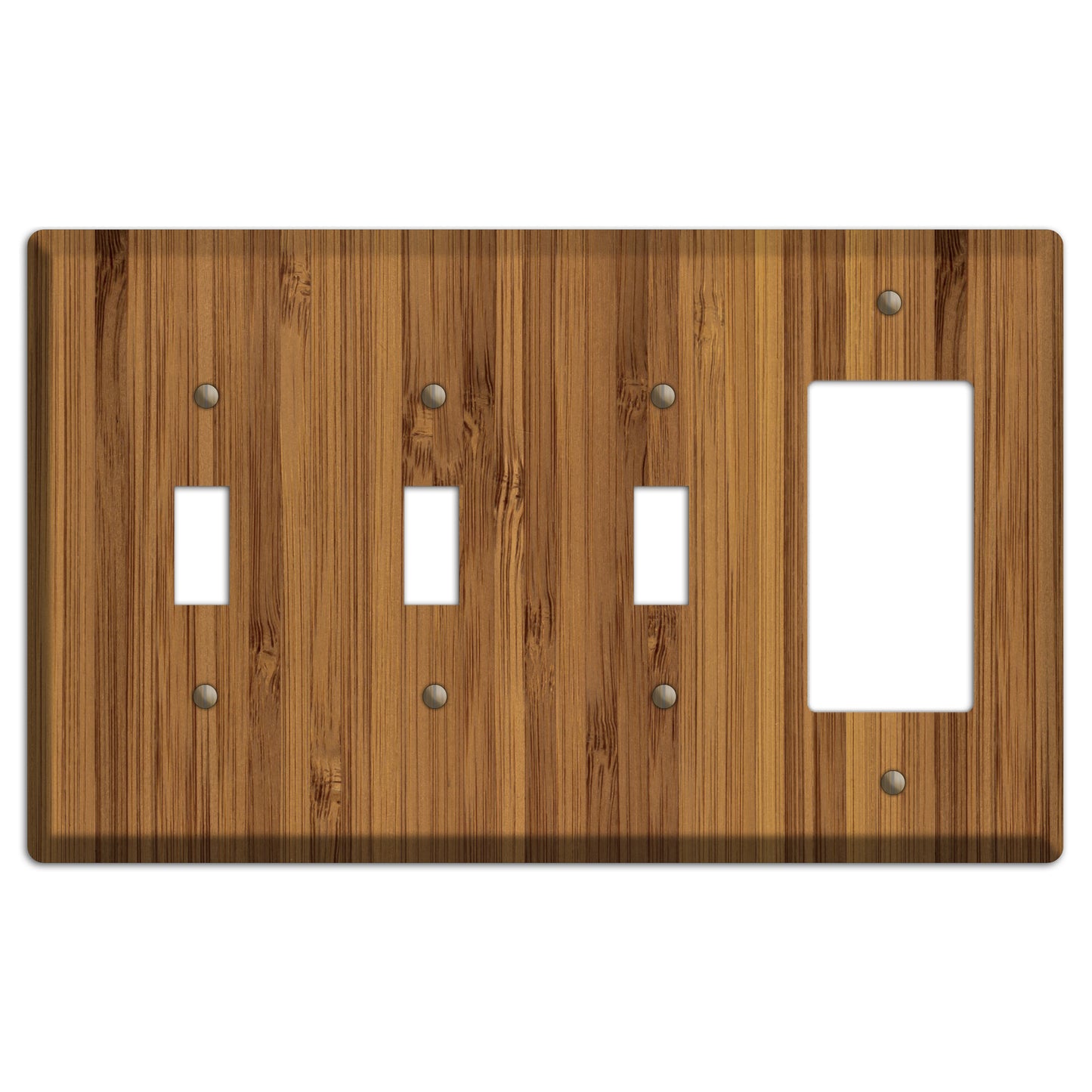 Caramel Bamboo Wood 3 Toggle / Rocker Outlet Cover Plate