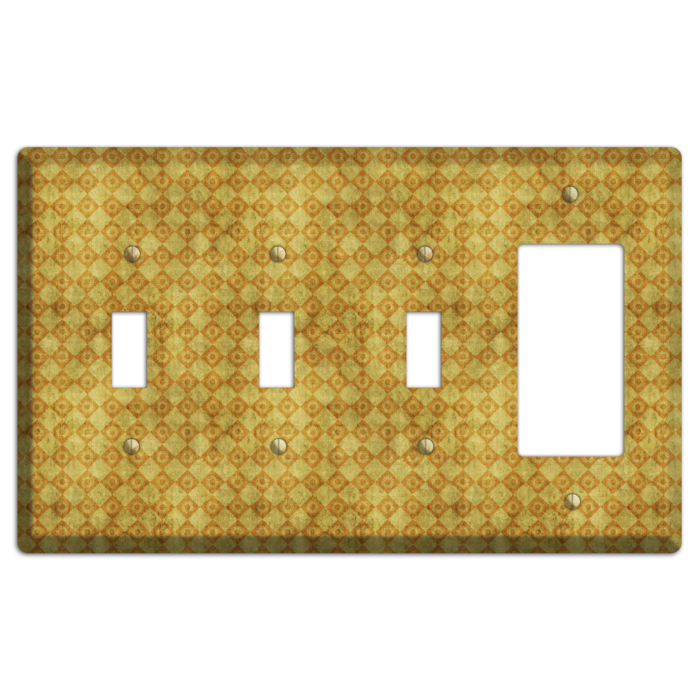 Mustard Diamond Circles 3 Toggle / Rocker Wallplate
