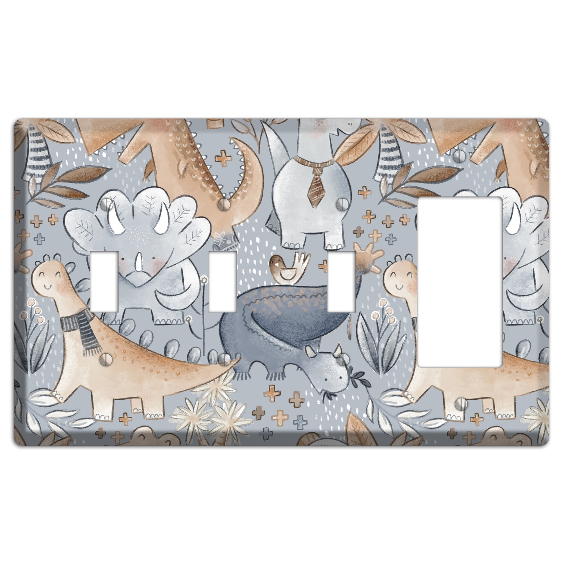 Dinosaur Friends 3 Toggle / Rocker Wallplate