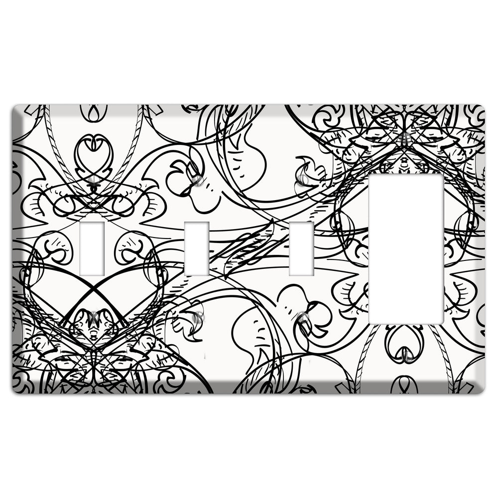 White Deco Sketch 3 Toggle / Rocker Wallplate