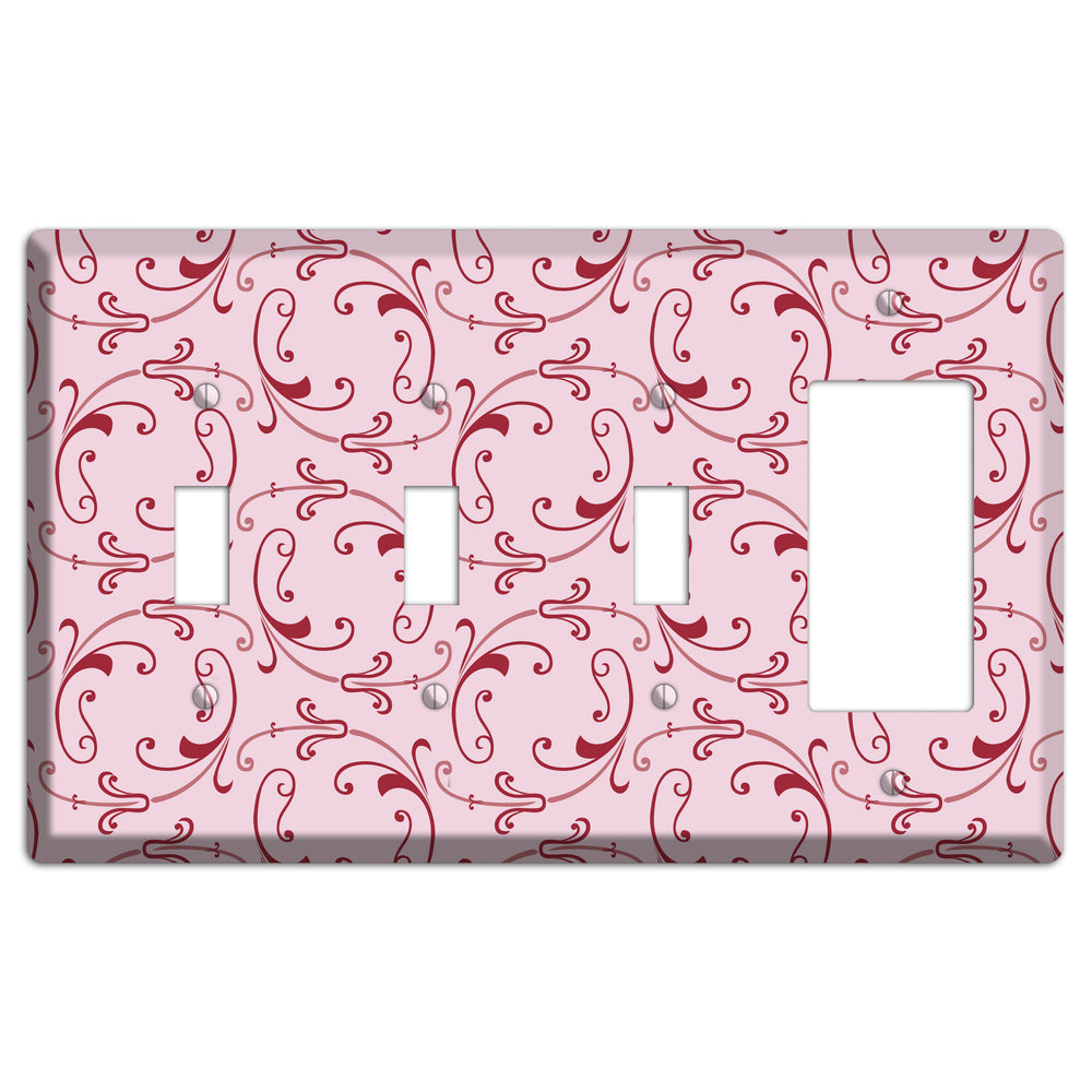 Pink Victorian Sprig 3 Toggle / Rocker Wallplate