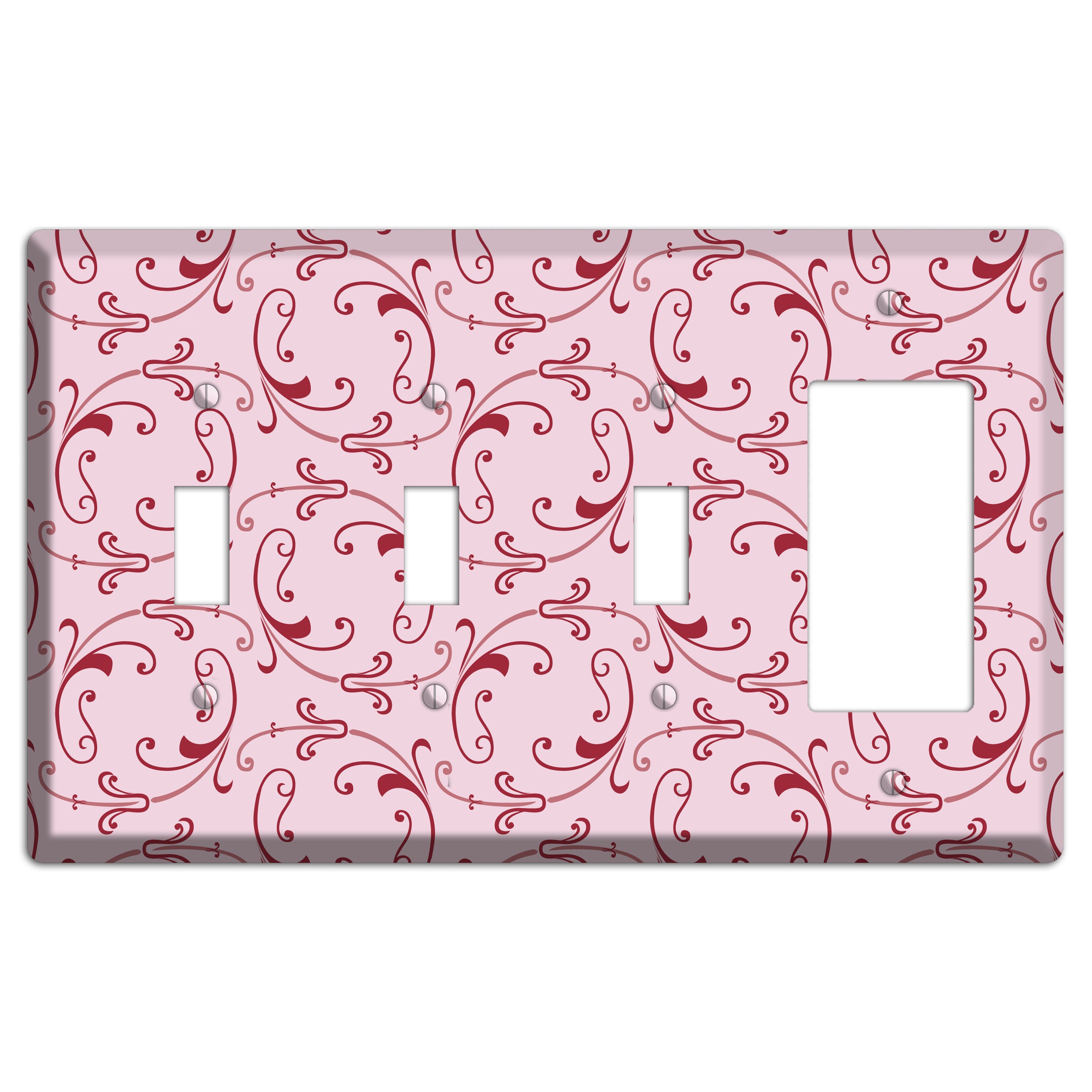Pink Victorian Sprig 3 Toggle / Rocker Wallplate