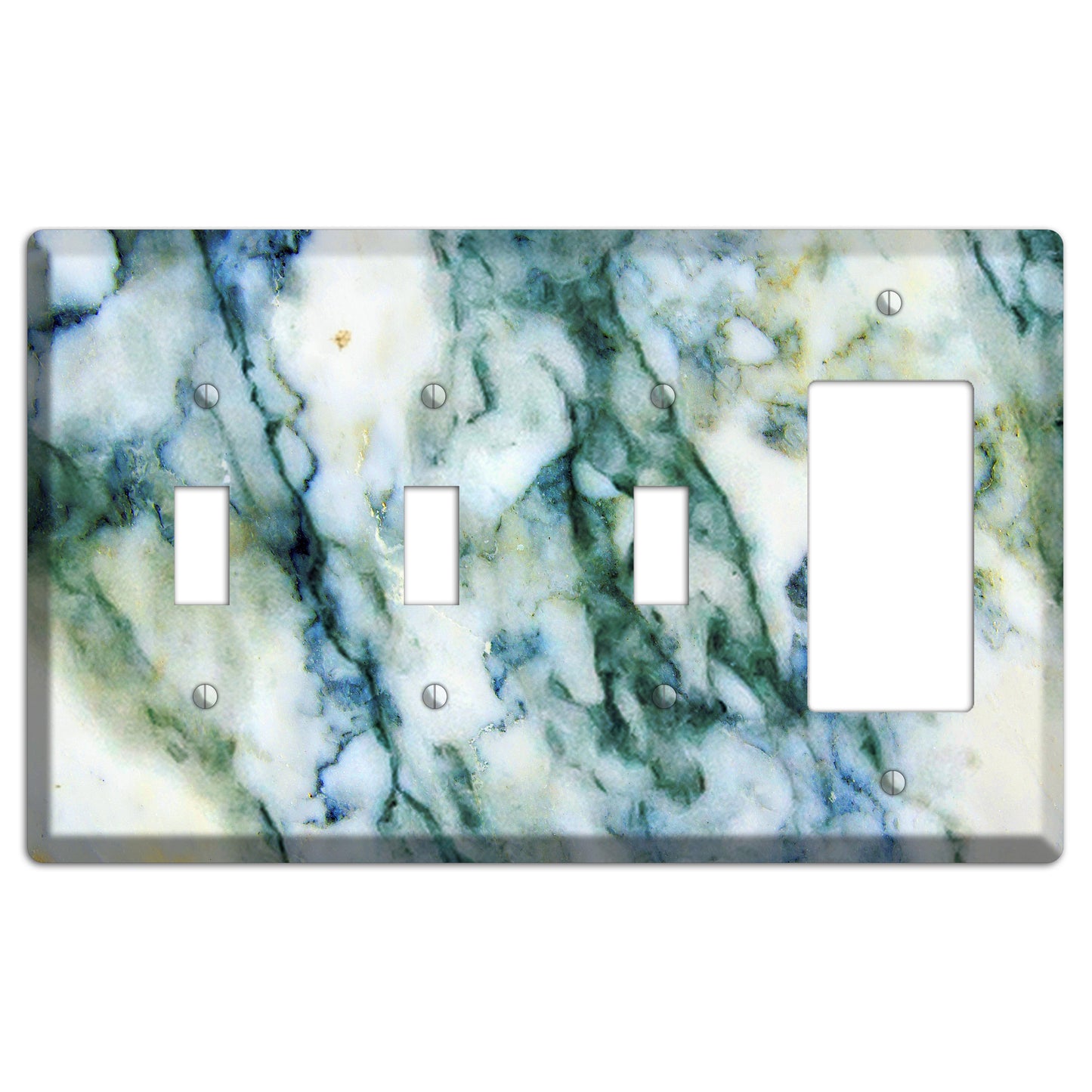 White, Green and Blue Marble 3 Toggle / Rocker Wallplate