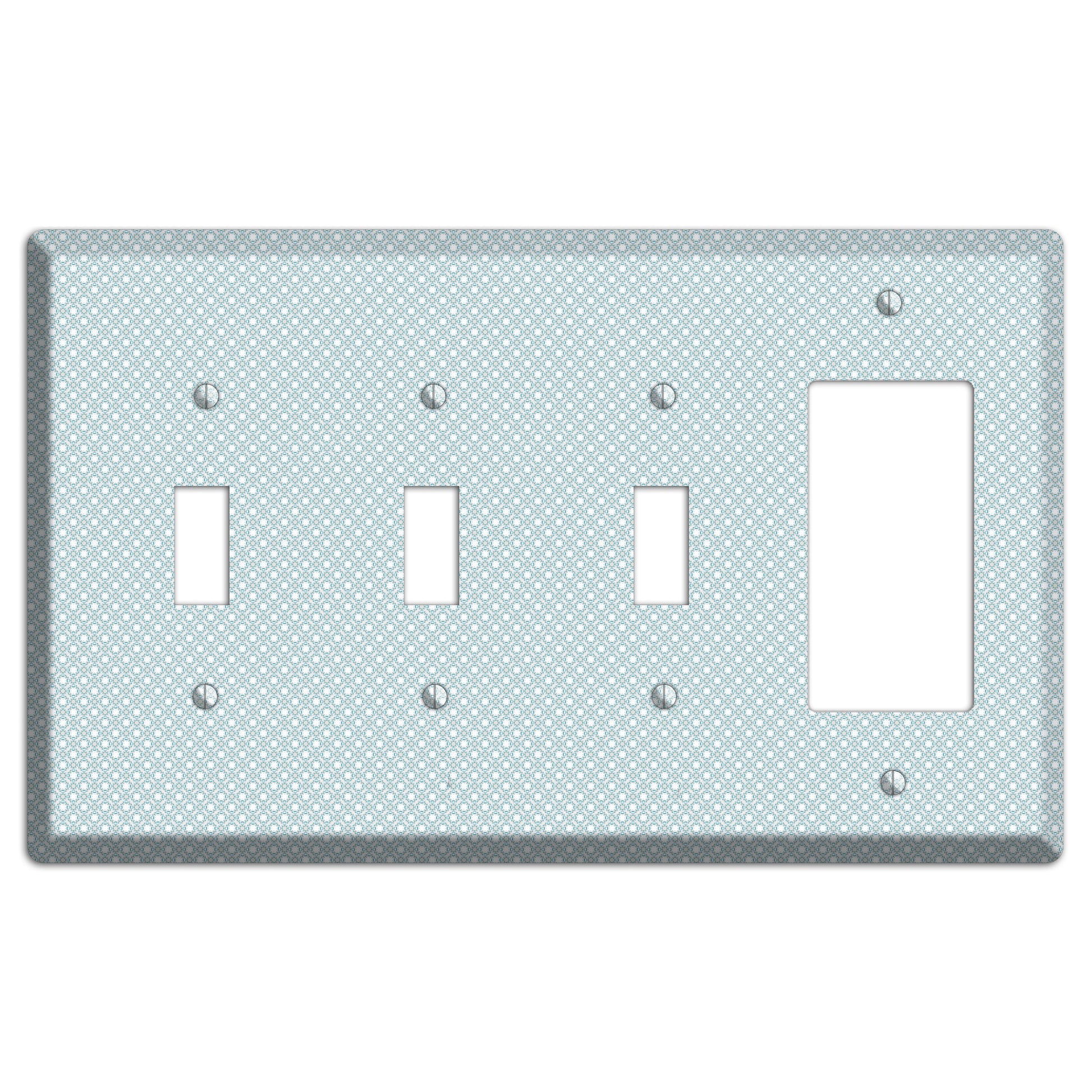 Light Blue Geometric 3 Toggle / Rocker Wallplate