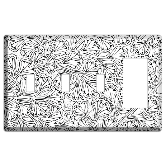 Deco Aqua Interlocking Floral 3 Toggle / Rocker Wallplate