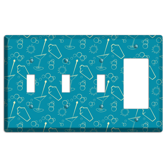 Teal Cocktail Hour 3 Toggle / Rocker Wallplate