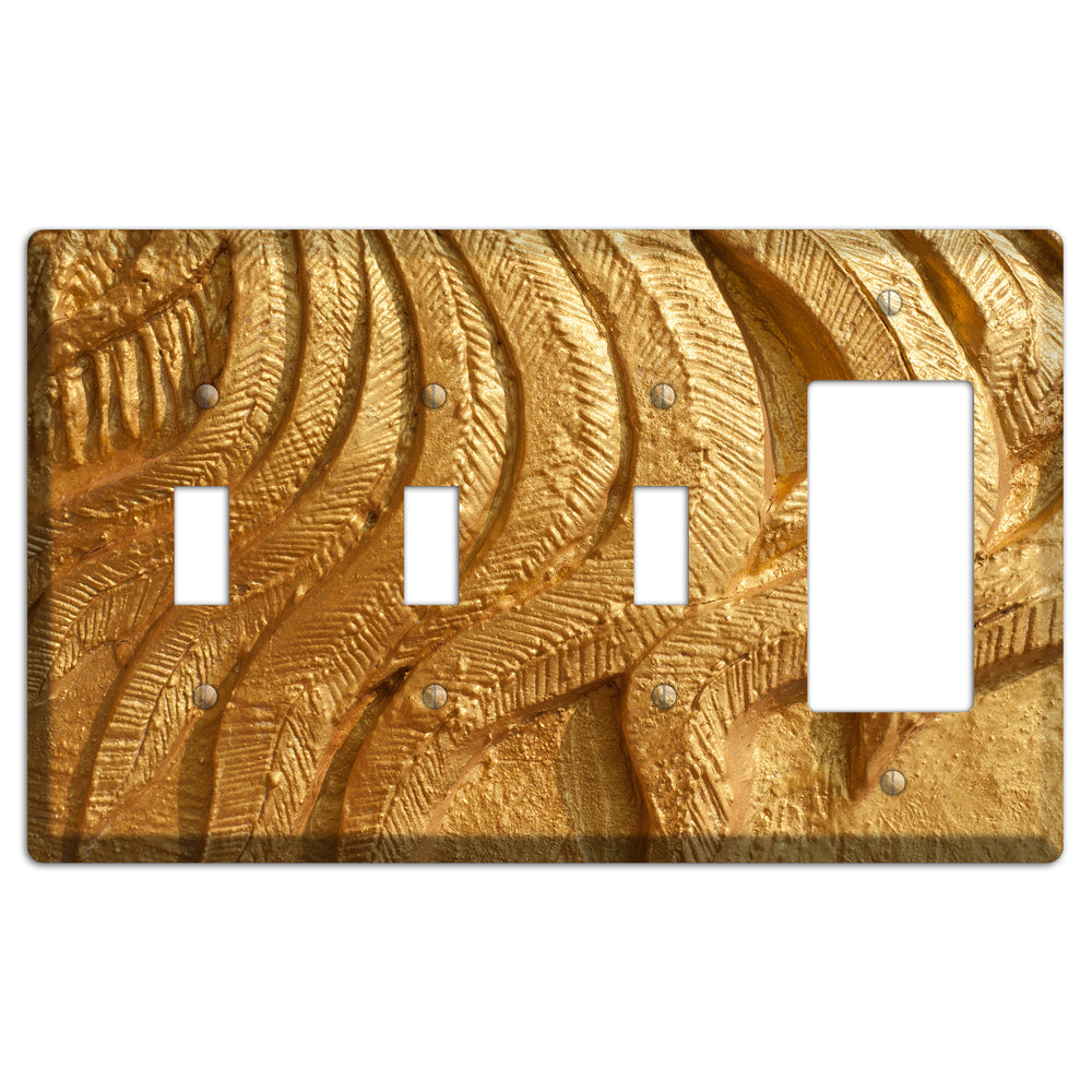 Gold Swirl Concrete 3 Toggle / Rocker Wallplate