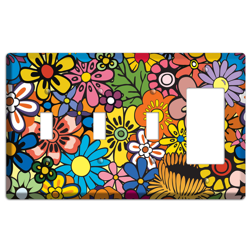 Flower Power 3 Toggle / Rocker Wallplate