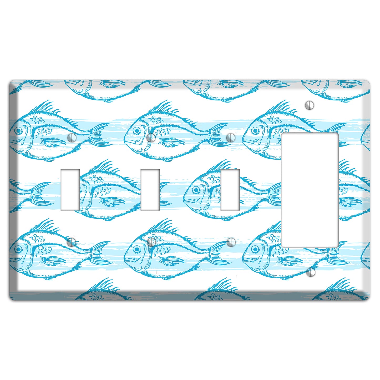 Blue Fish 3 Toggle / Rocker Wallplate