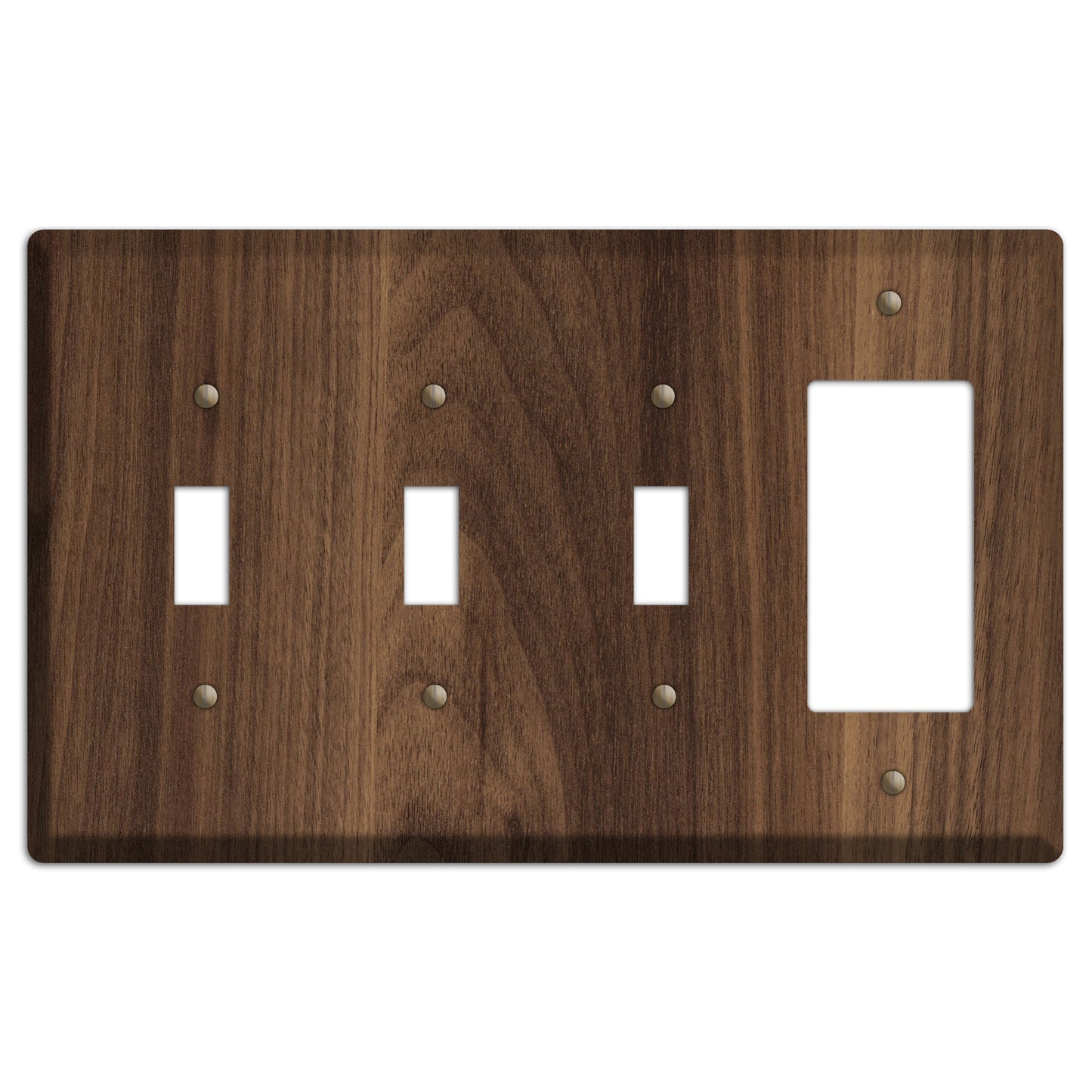 Walnut Wood 3 Toggle / Rocker Outlet Cover Plate